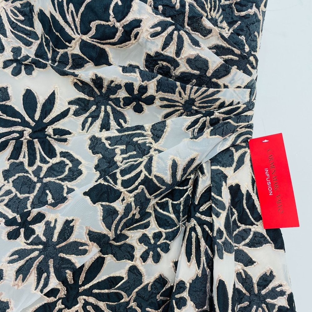 Carmen Marc Valvo Women's Dress 10 Sheath Midi Sleeveless Floral Cascade New - Picture 4 of 15